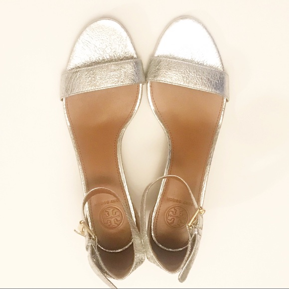 Tory Burch Silver Savannah Wedge Sandals - Picture 3 of 7
